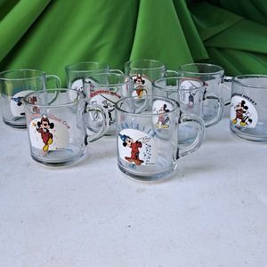 VERY VINTAGE Mickey thru the Years 9 Glass Coffee Mugs